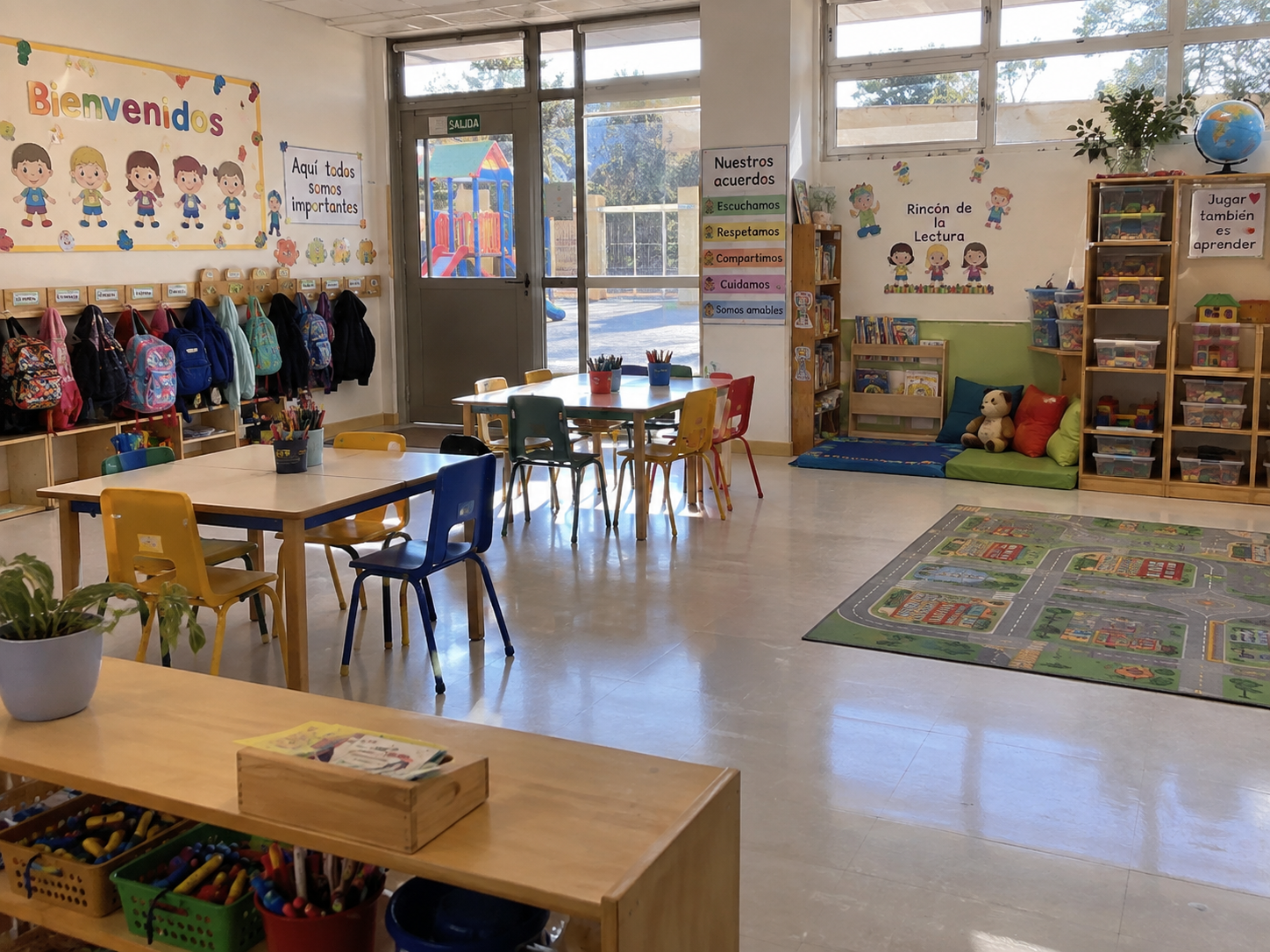 Niños y niñas en la escuela de párvulos